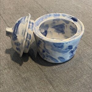 Artistic Blue and White Ceramic Lidded Jar